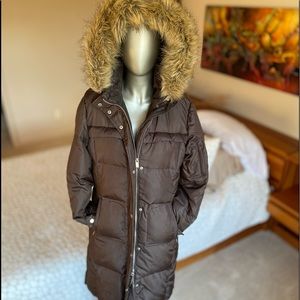 Chocolate Brown Hooded Puffer Coat